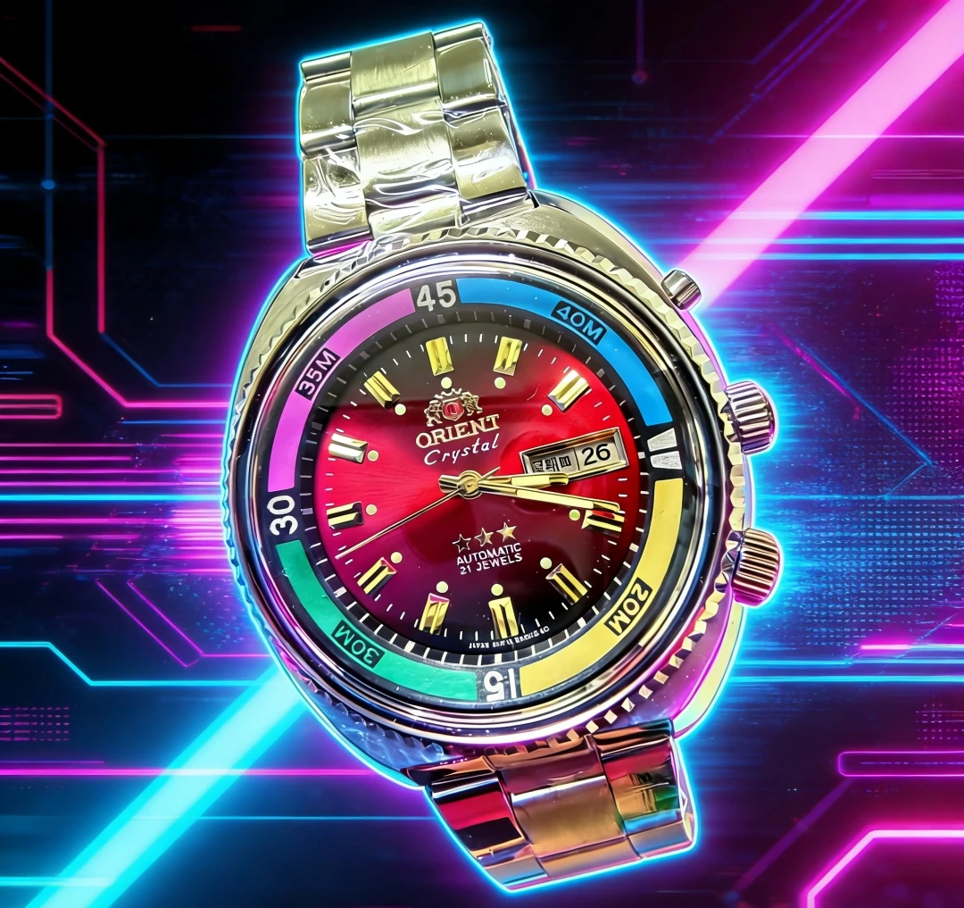 Oriental Watch Collection Automatic Mechanical Unisex Japanese Movement World Time Full Function Steel Strap Rotatable Dial - Image 4