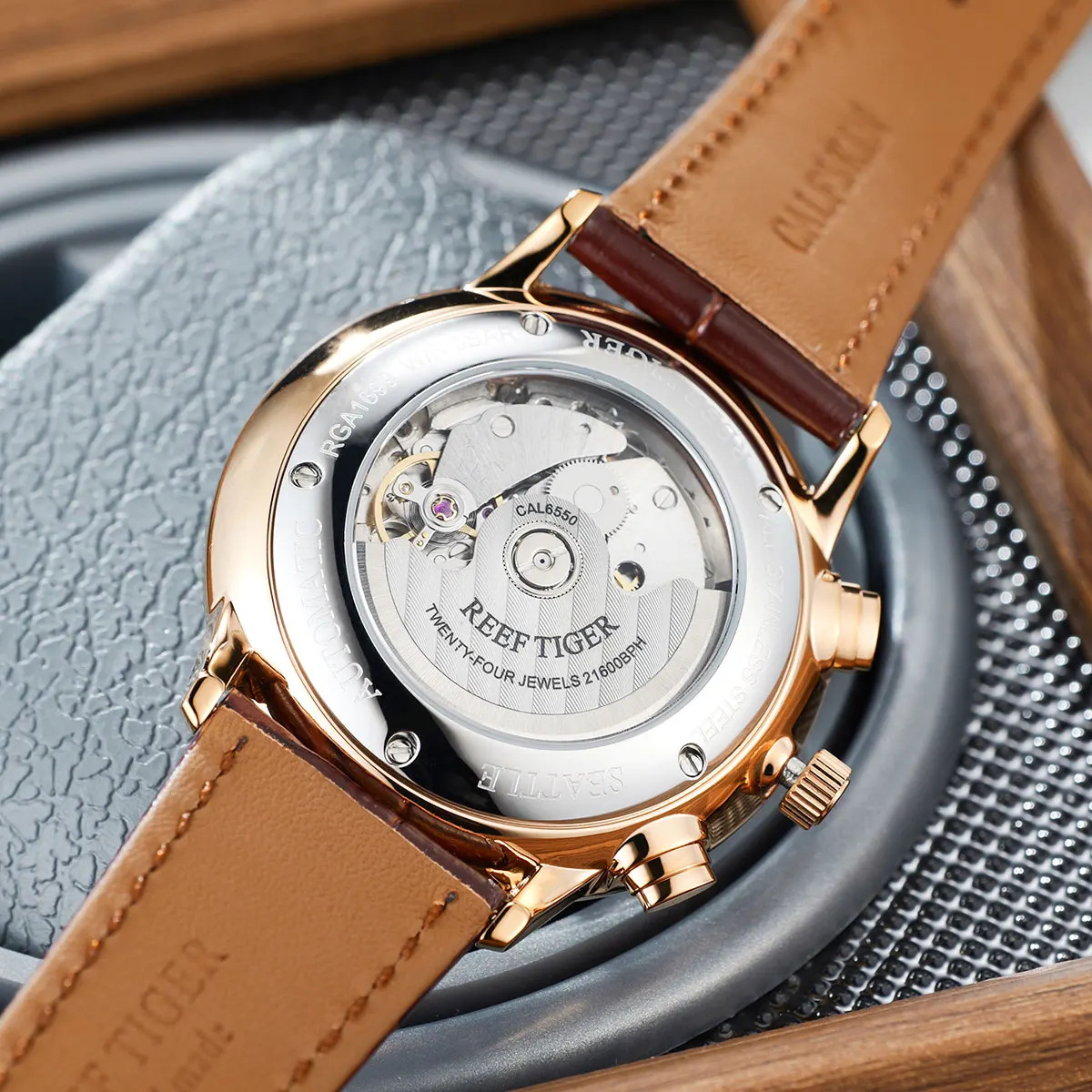 Reef Tiger RT Top Luxury Men's Watch White Dial Multi-Function Mechanical Wristwatch Relogio Masculino RGA1699 - Image 4